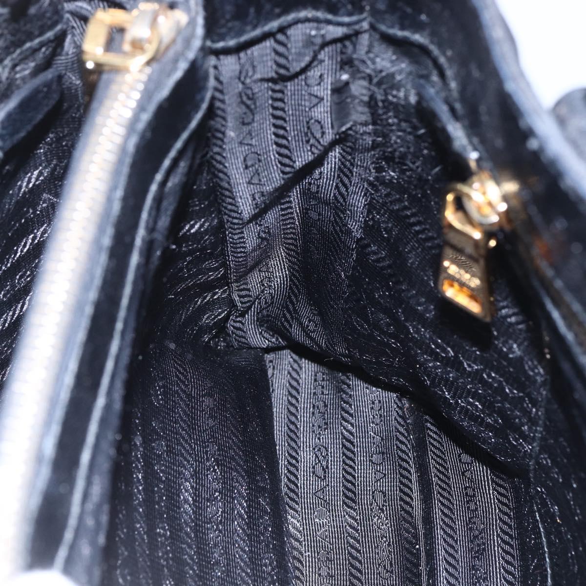 PRADA Hand Bag Nylon 2way Black Silver Auth 153044