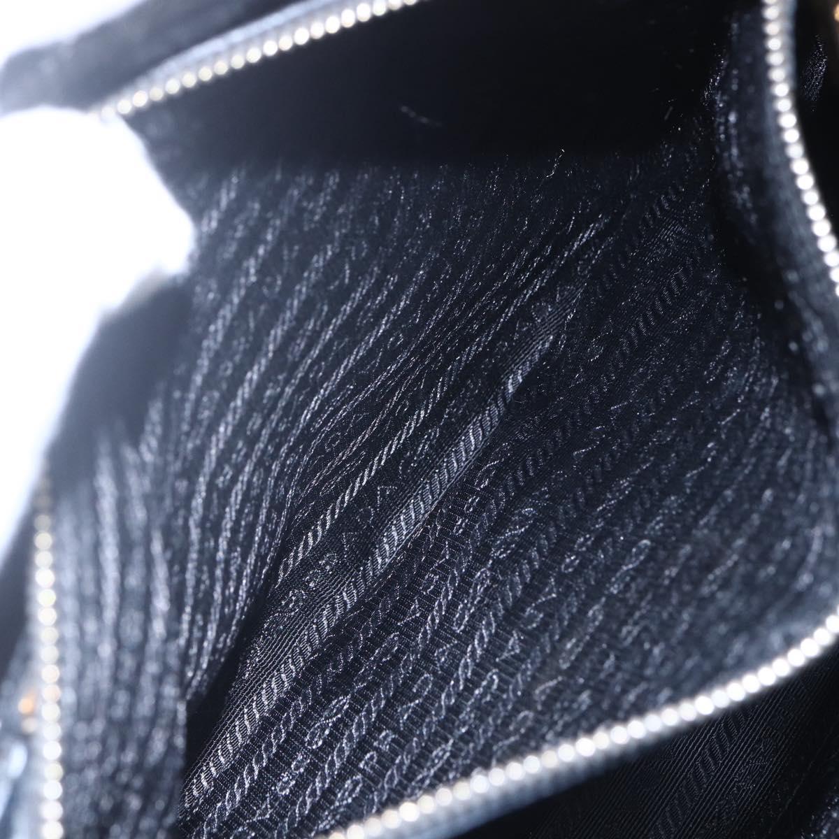 PRADA Hand Bag Nylon 2way Black Silver Auth 153044