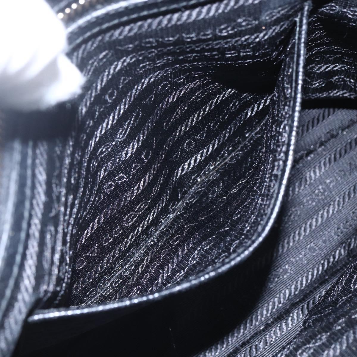 PRADA Hand Bag Nylon 2way Black Silver Auth 153044