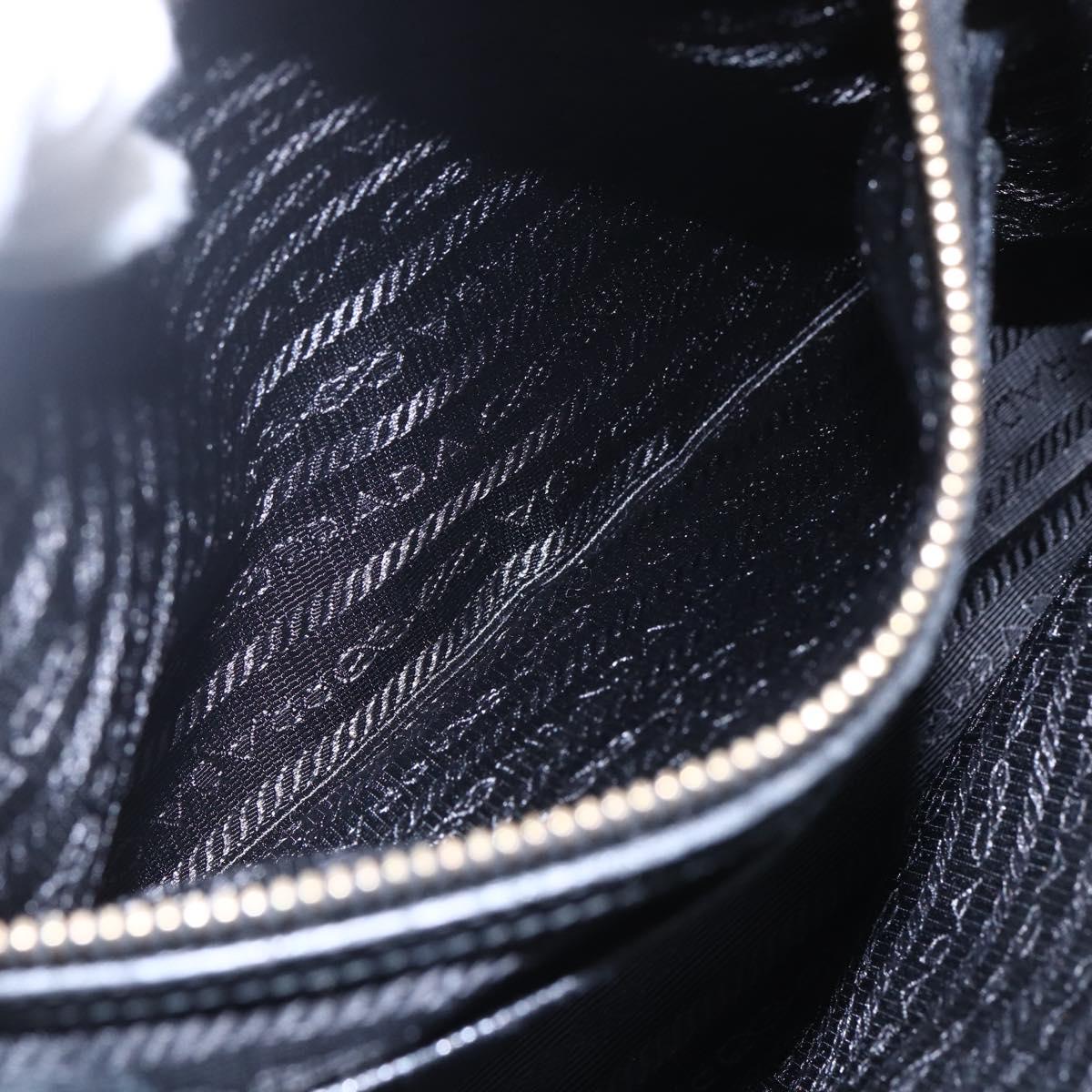 PRADA Hand Bag Nylon 2way Black Silver Auth 153044