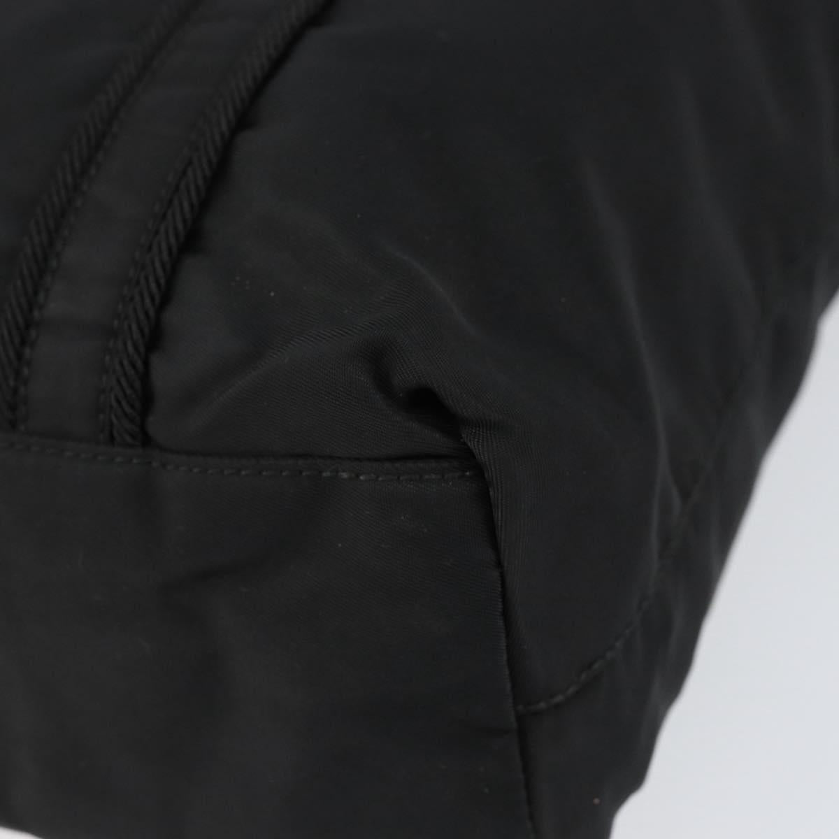 PRADA Tote Bag Nylon Black Silver Auth 153045