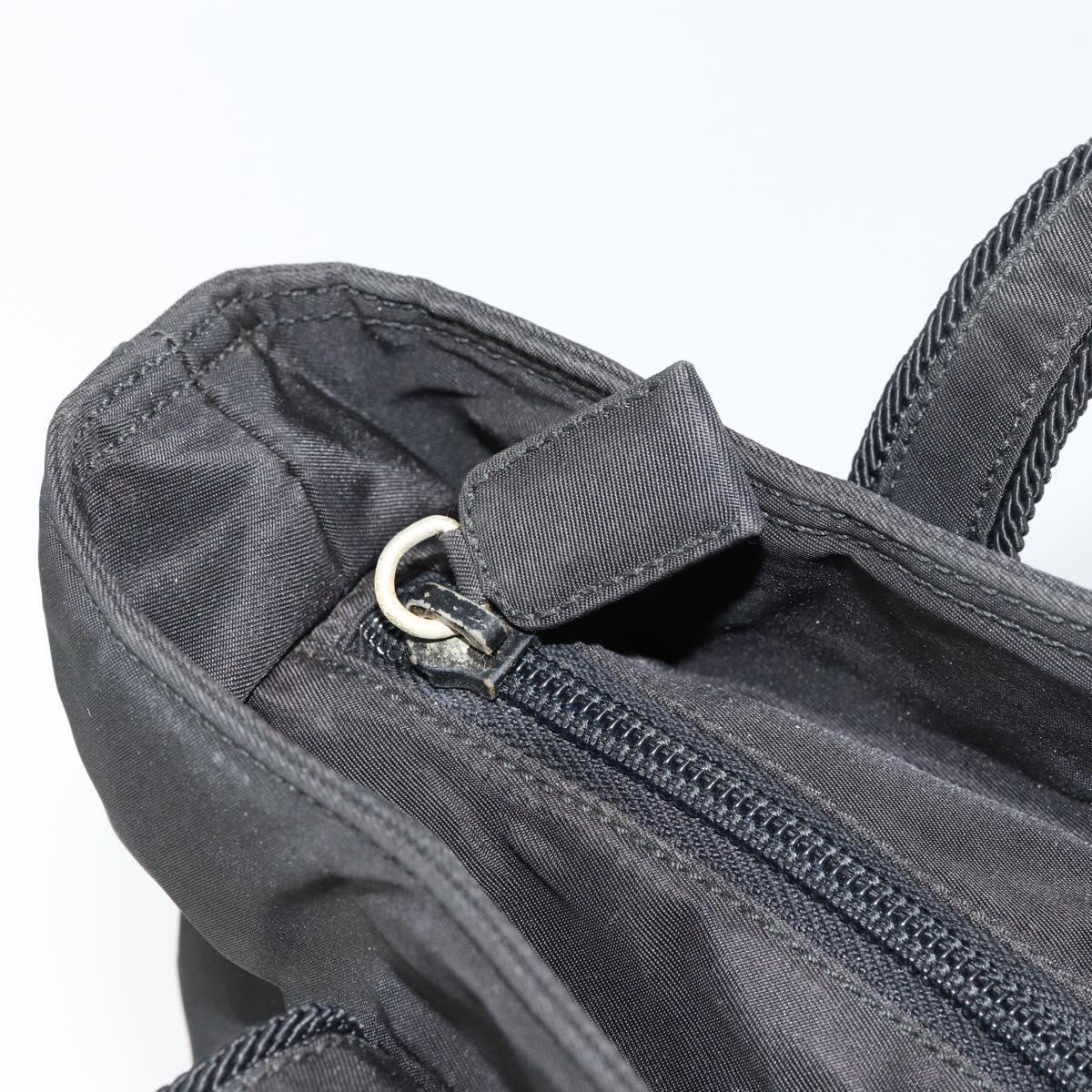 PRADA Tote Bag Nylon Black Silver Auth 153045