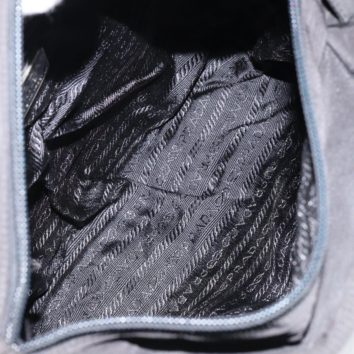 PRADA Tote Bag Nylon Black Silver Auth 153045