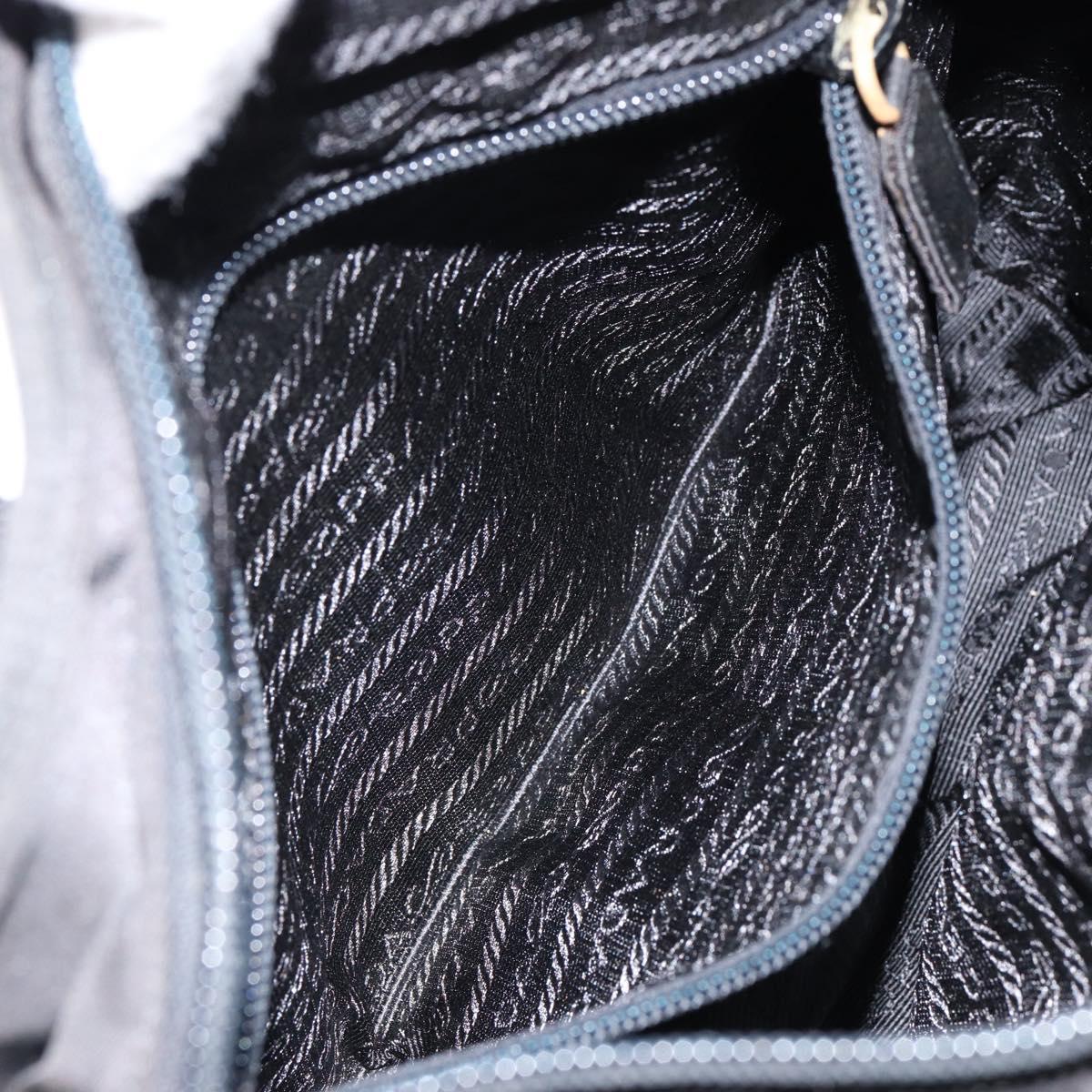 PRADA Tote Bag Nylon Black Silver Auth 153045