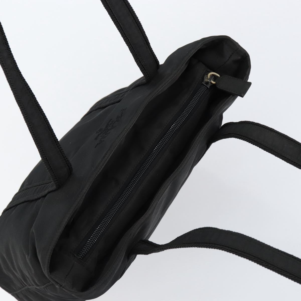 PRADA Tote Bag Nylon Black Silver Auth 153045