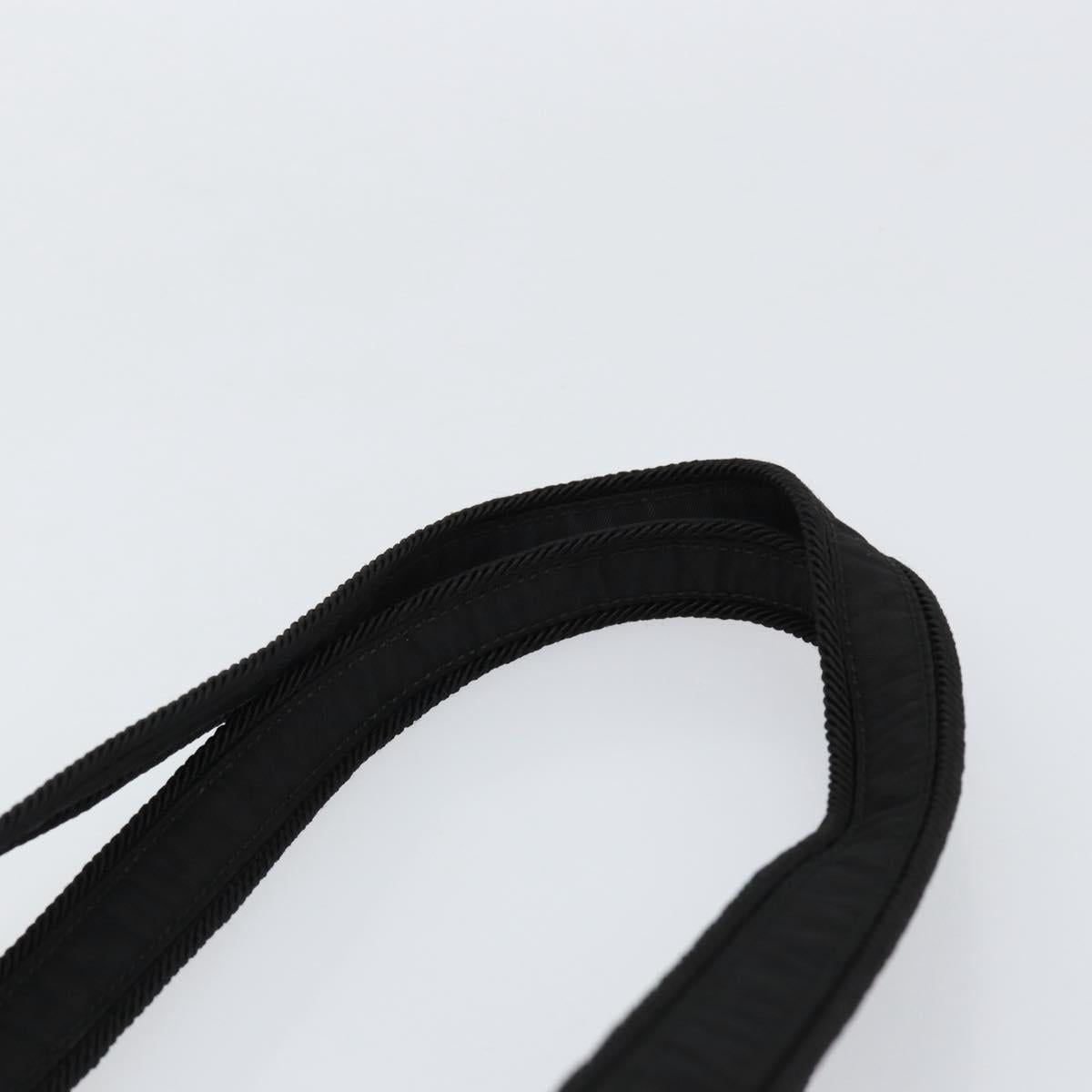 PRADA Tote Bag Nylon Black Silver Auth 153045