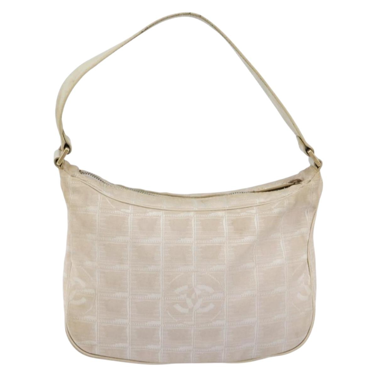 CHANEL New Travel Line Hand Bag Nylon Pink Gold CC Auth 153046