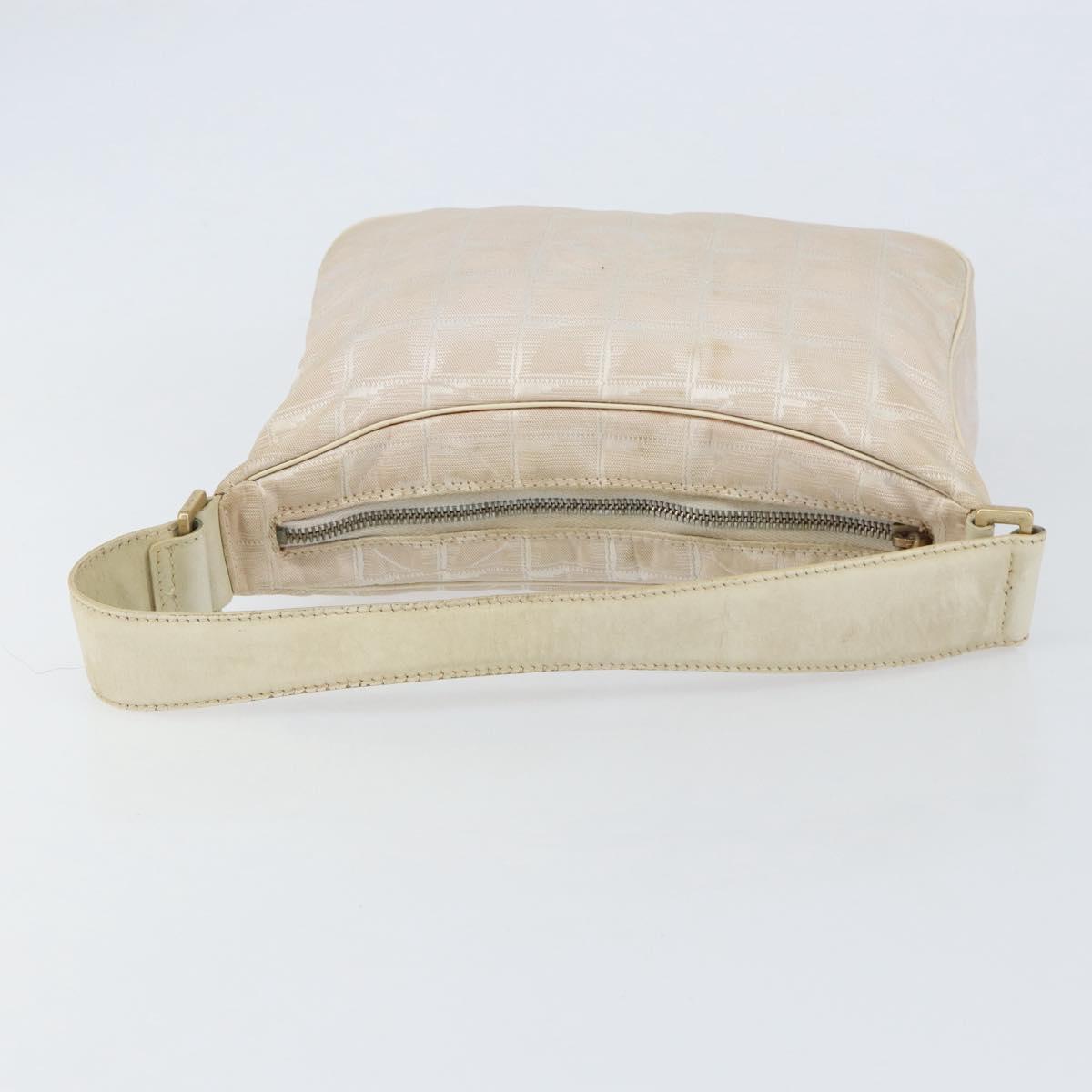 CHANEL New Travel Line Hand Bag Nylon Pink Gold CC Auth 153046