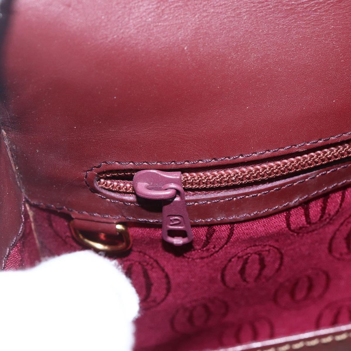 CARTIER Shoulder Bag Leather Bordeaux Gold Auth 153047