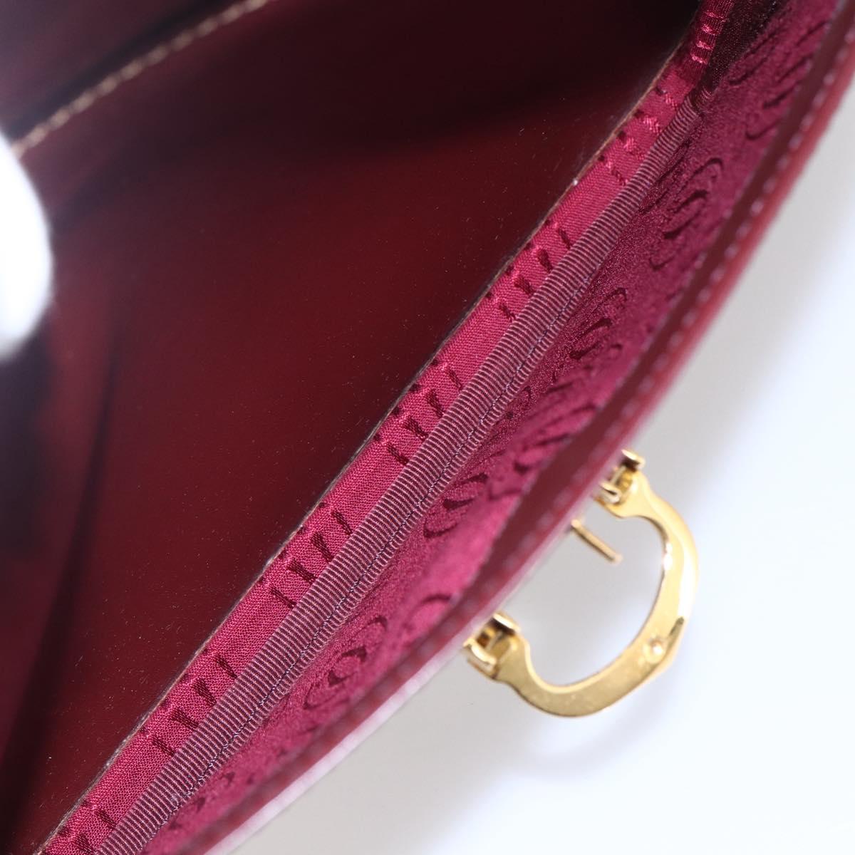 CARTIER Shoulder Bag Leather Bordeaux Gold Auth 153047