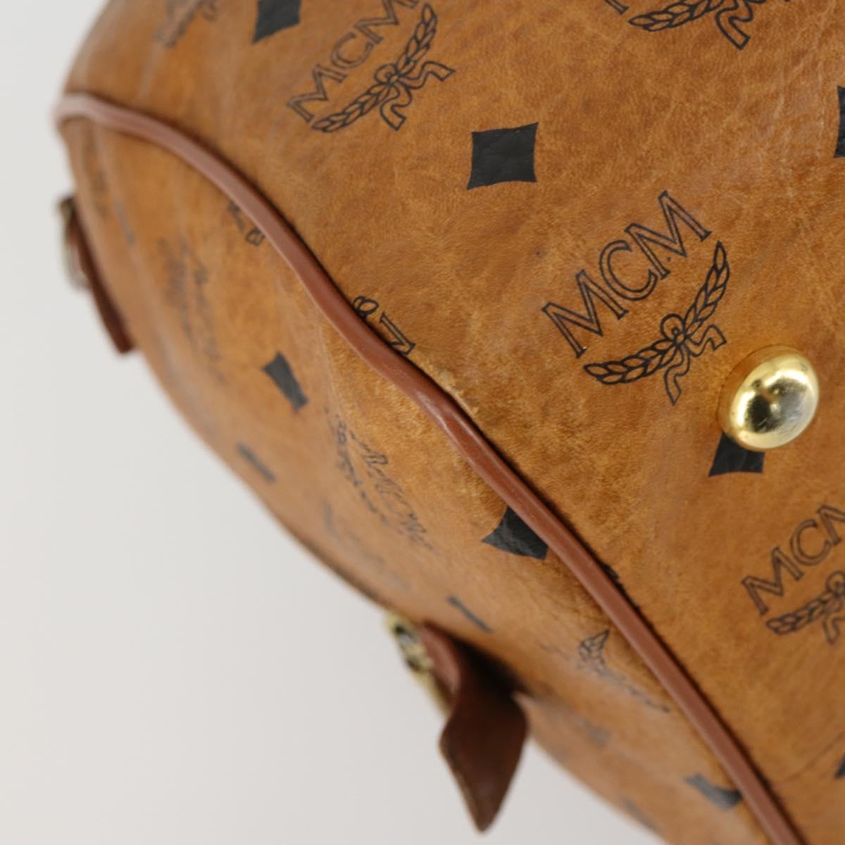 MCM Logogram Vicetos Boston Bag PVC Leather Brown Gold Auth 153049