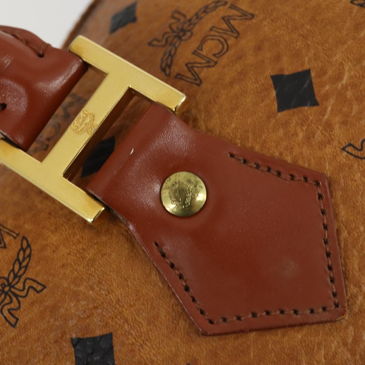 MCM Logogram Vicetos Boston Bag PVC Leather Brown Gold Auth 153049