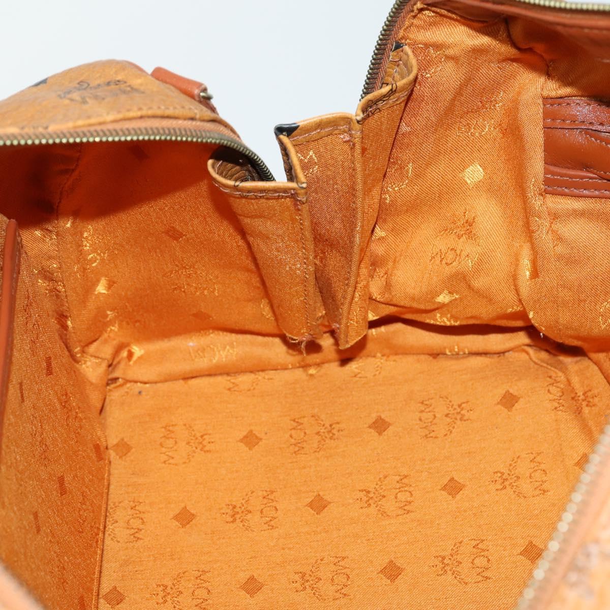 MCM Logogram Vicetos Boston Bag PVC Leather Brown Gold Auth 153049