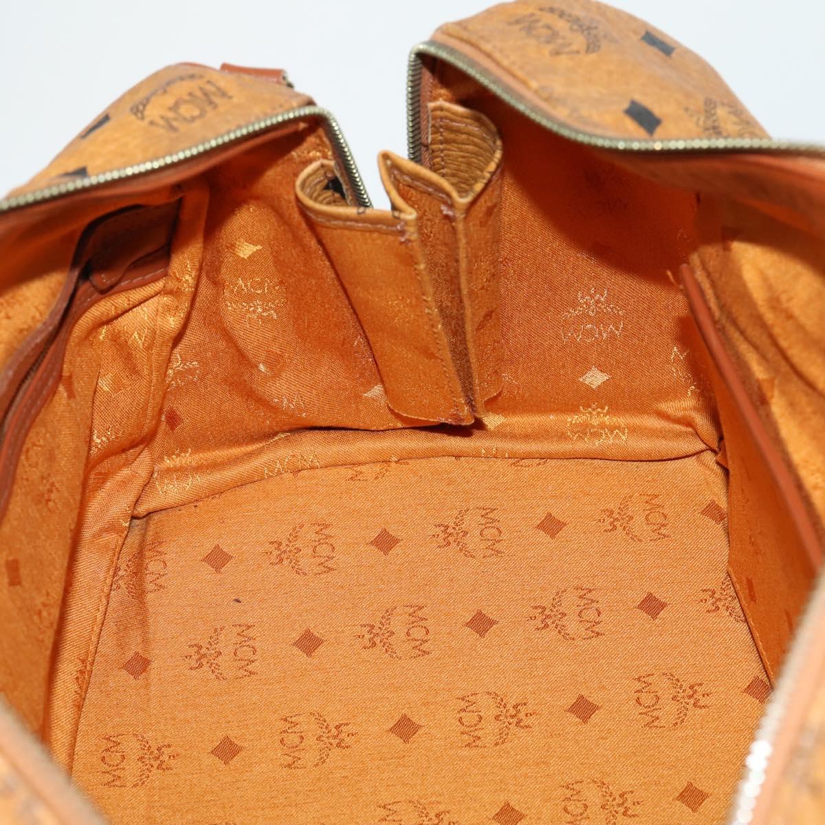 MCM Logogram Vicetos Boston Bag PVC Leather Brown Gold Auth 153049