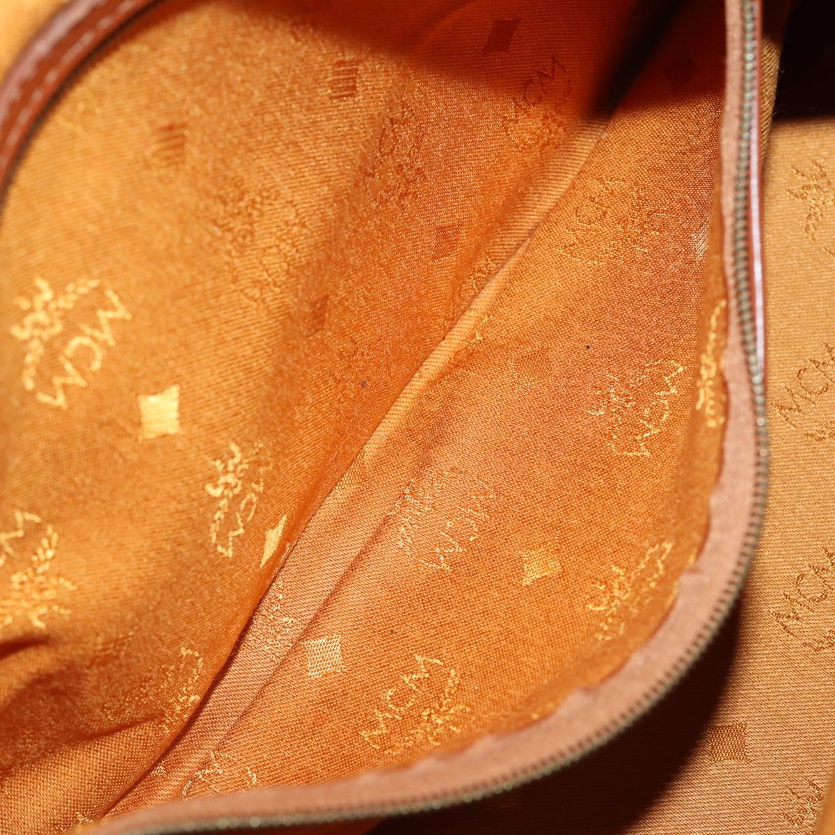 MCM Logogram Vicetos Boston Bag PVC Leather Brown Gold Auth 153049