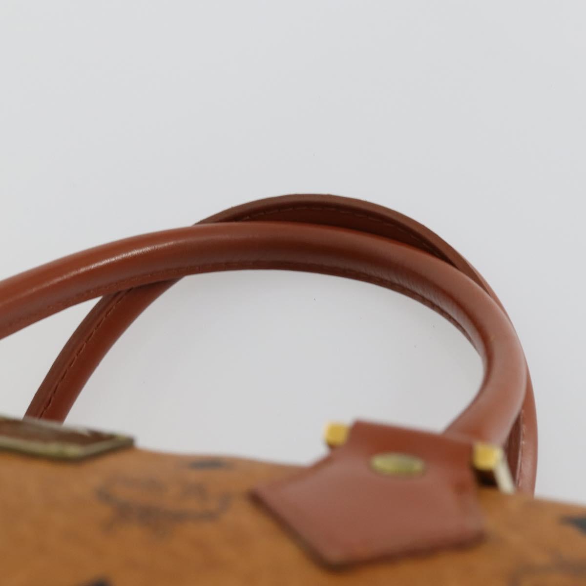 MCM Logogram Vicetos Boston Bag PVC Leather Brown Gold Auth 153049