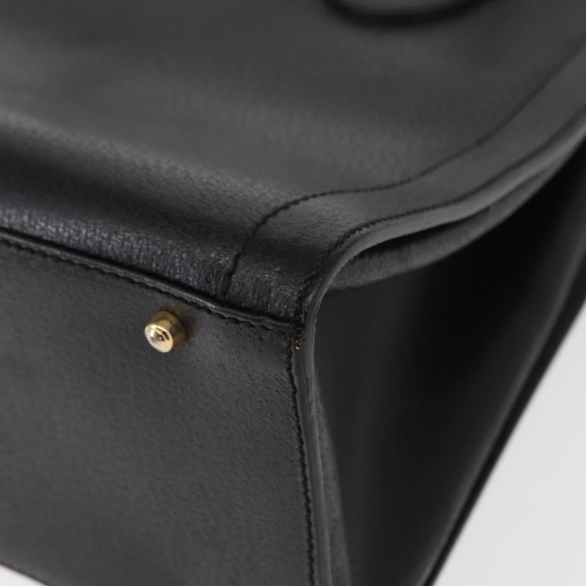 GUCCI Bamboo Tote Bag Leather Black Gold Auth 153050