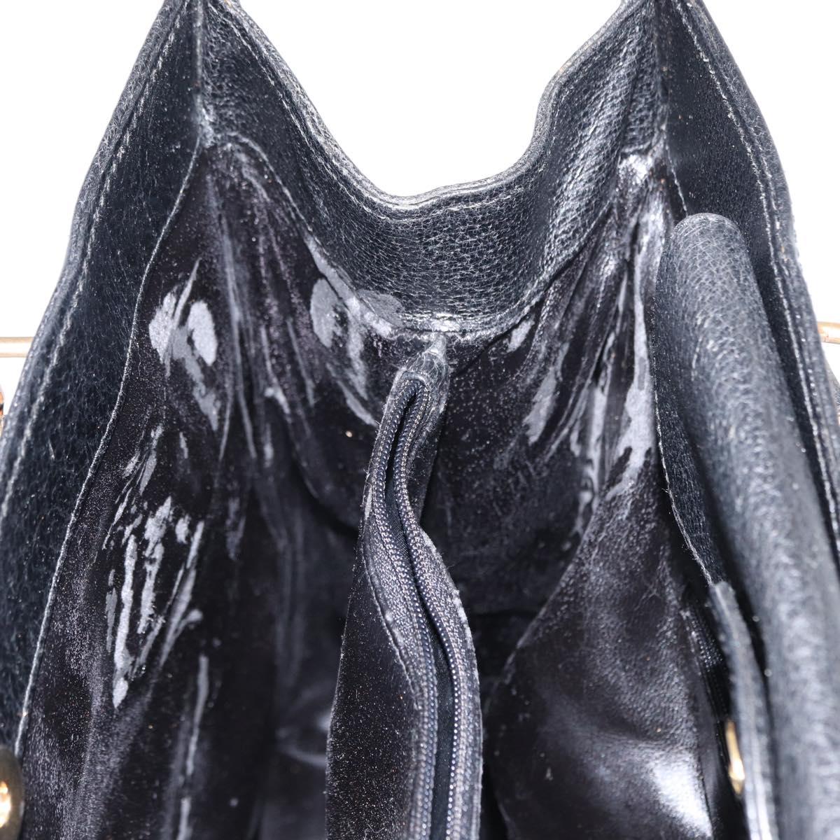 GUCCI Bamboo Tote Bag Leather Black Gold Auth 153050