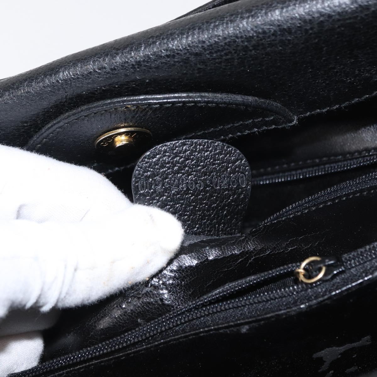 GUCCI Bamboo Tote Bag Leather Black Gold Auth 153050