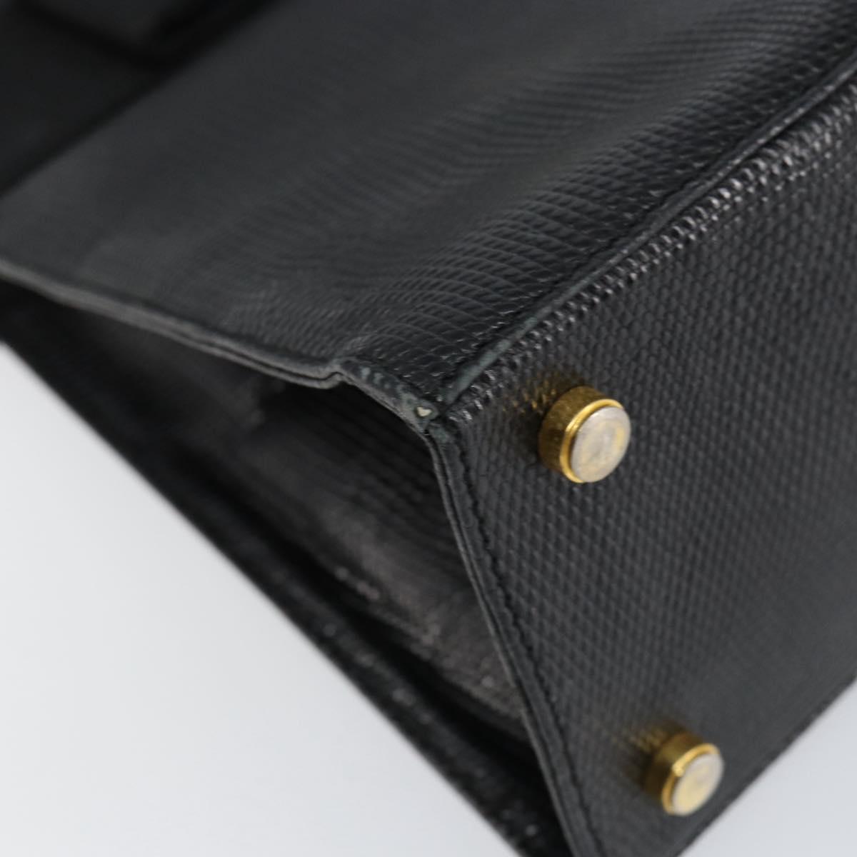 Salvatore Ferragamo Vala Hand Bag Leather Black Gold Auth 153051