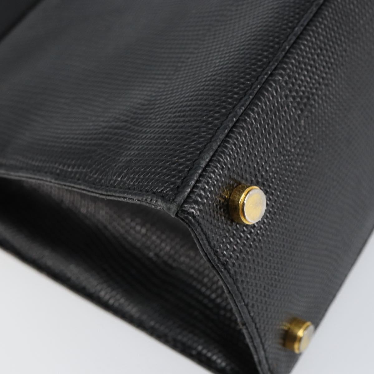 Salvatore Ferragamo Vala Hand Bag Leather Black Gold Auth 153051