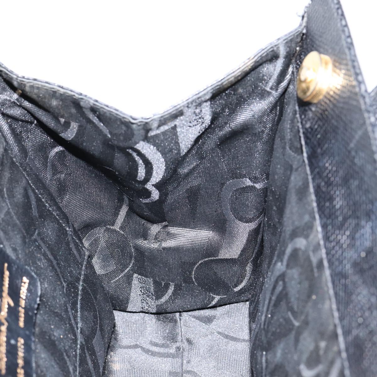 Salvatore Ferragamo Vala Hand Bag Leather Black Gold Auth 153051