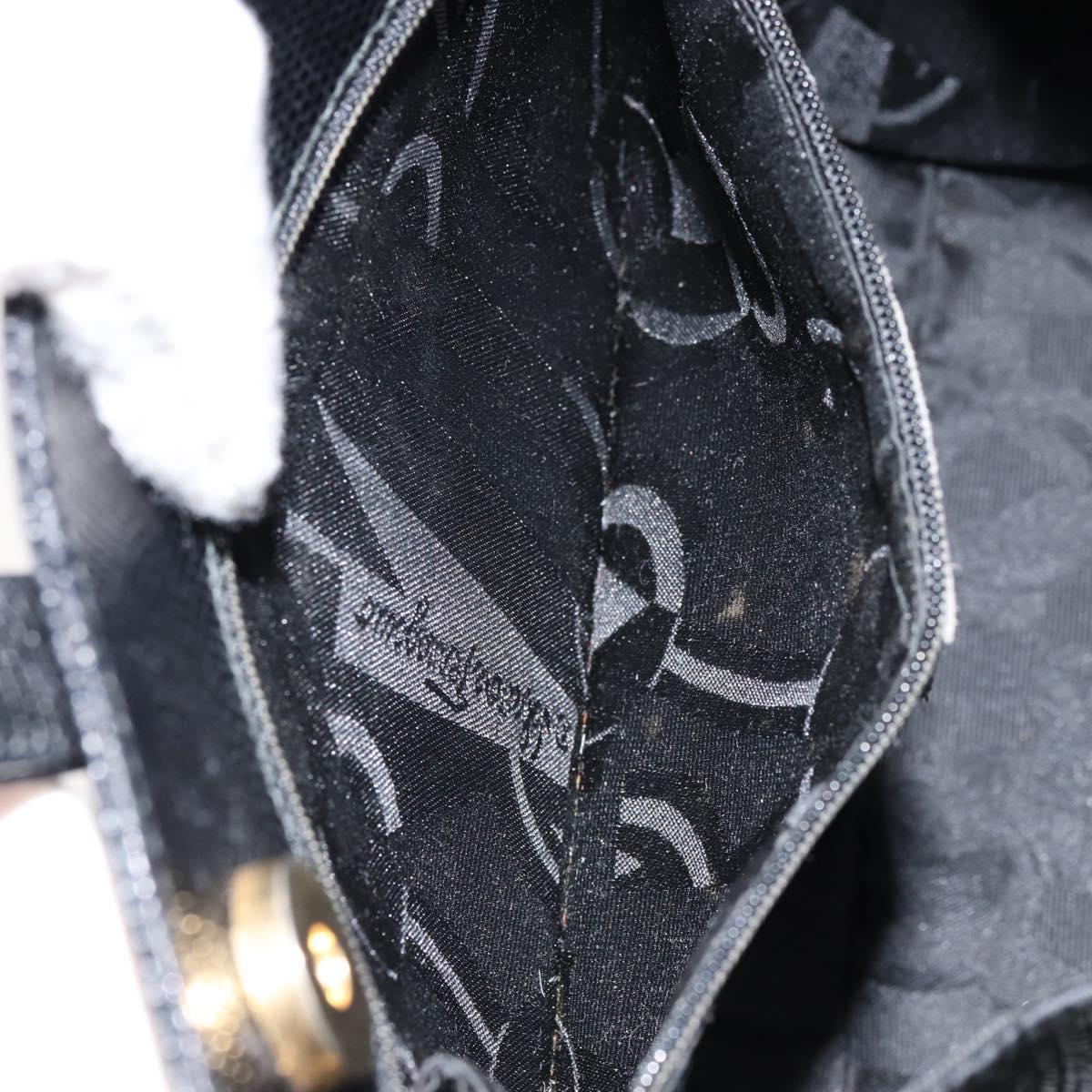 Salvatore Ferragamo Vala Hand Bag Leather Black Gold Auth 153051