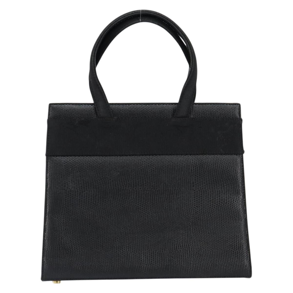 Salvatore Ferragamo Vala Hand Bag Leather Black Gold Auth 153051