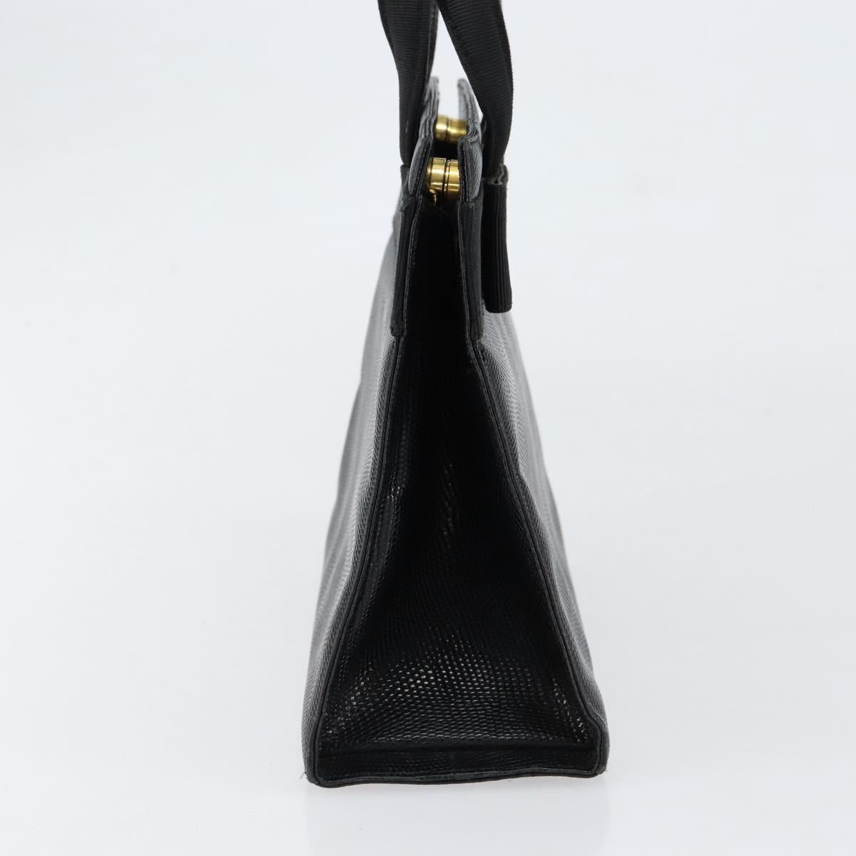 Salvatore Ferragamo Vala Hand Bag Leather Black Gold Auth 153051