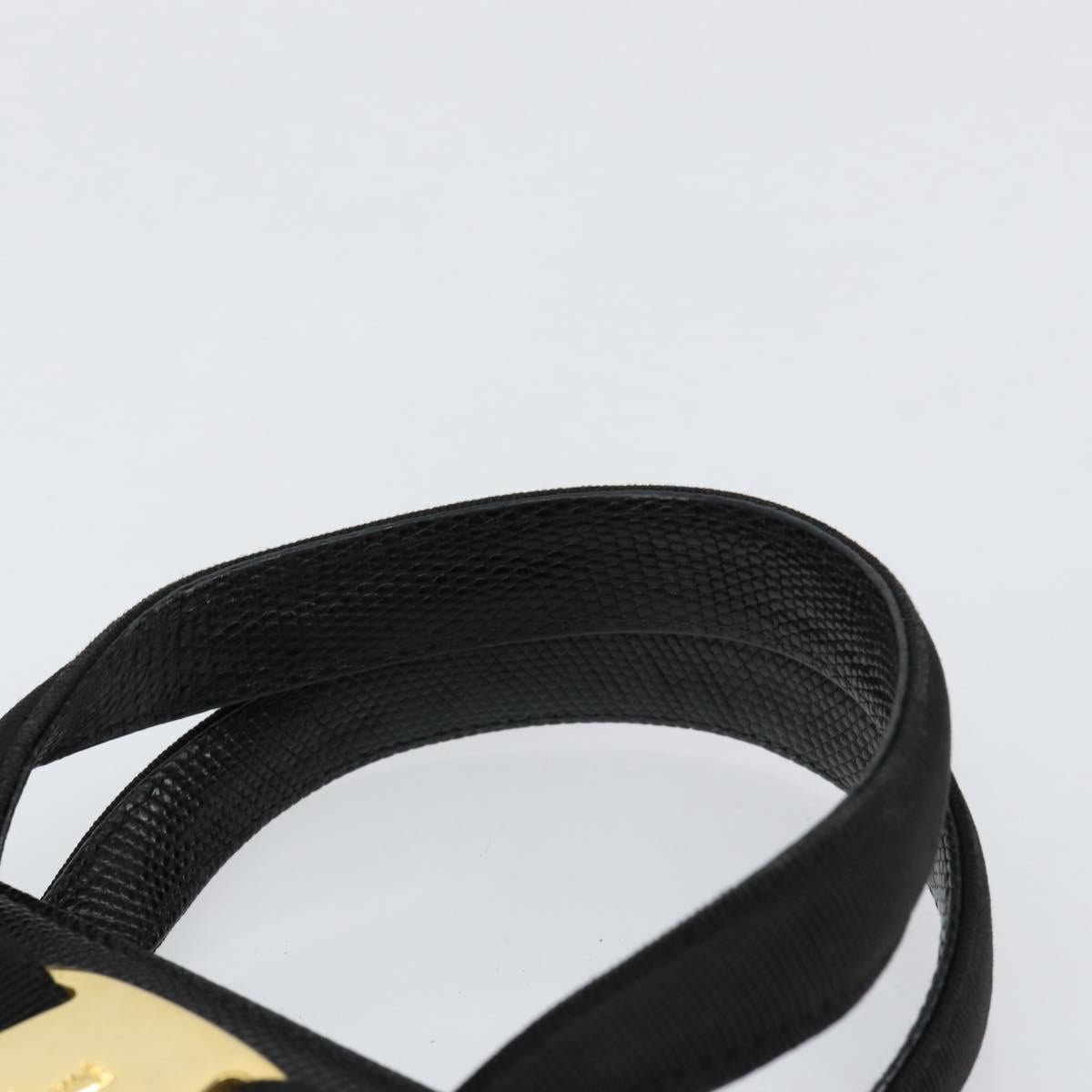 Salvatore Ferragamo Vala Hand Bag Leather Black Gold Auth 153051