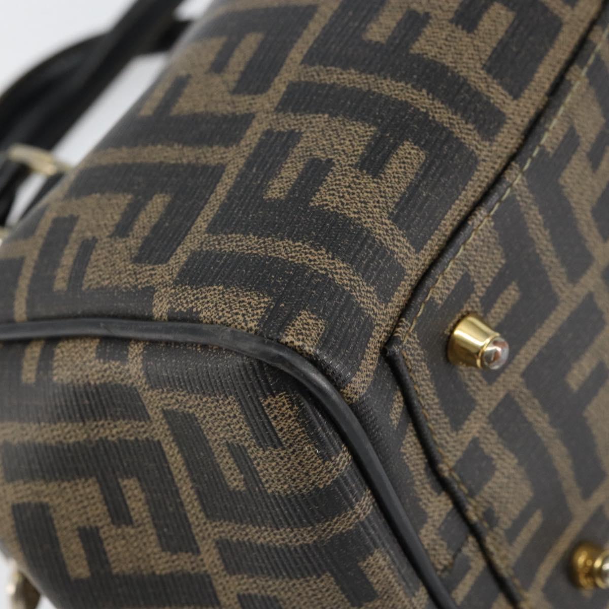 FENDI Zucca Canvas Hand Bag Black Brown Auth 153055