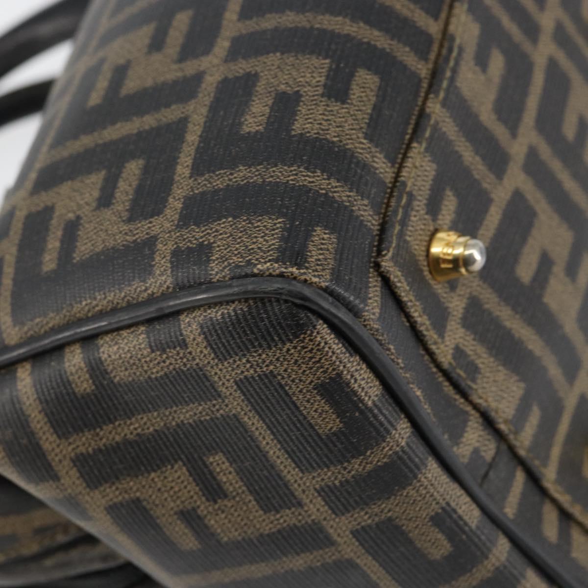 FENDI Zucca Canvas Hand Bag Black Brown Auth 153055