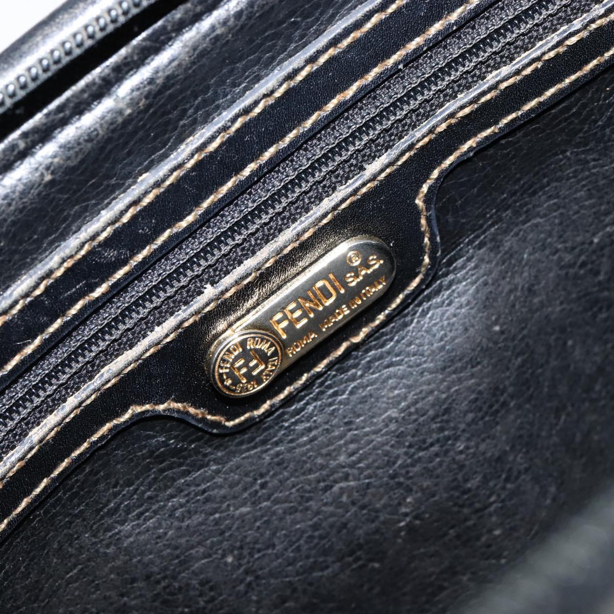 FENDI Zucca Canvas Hand Bag Black Brown Auth 153055