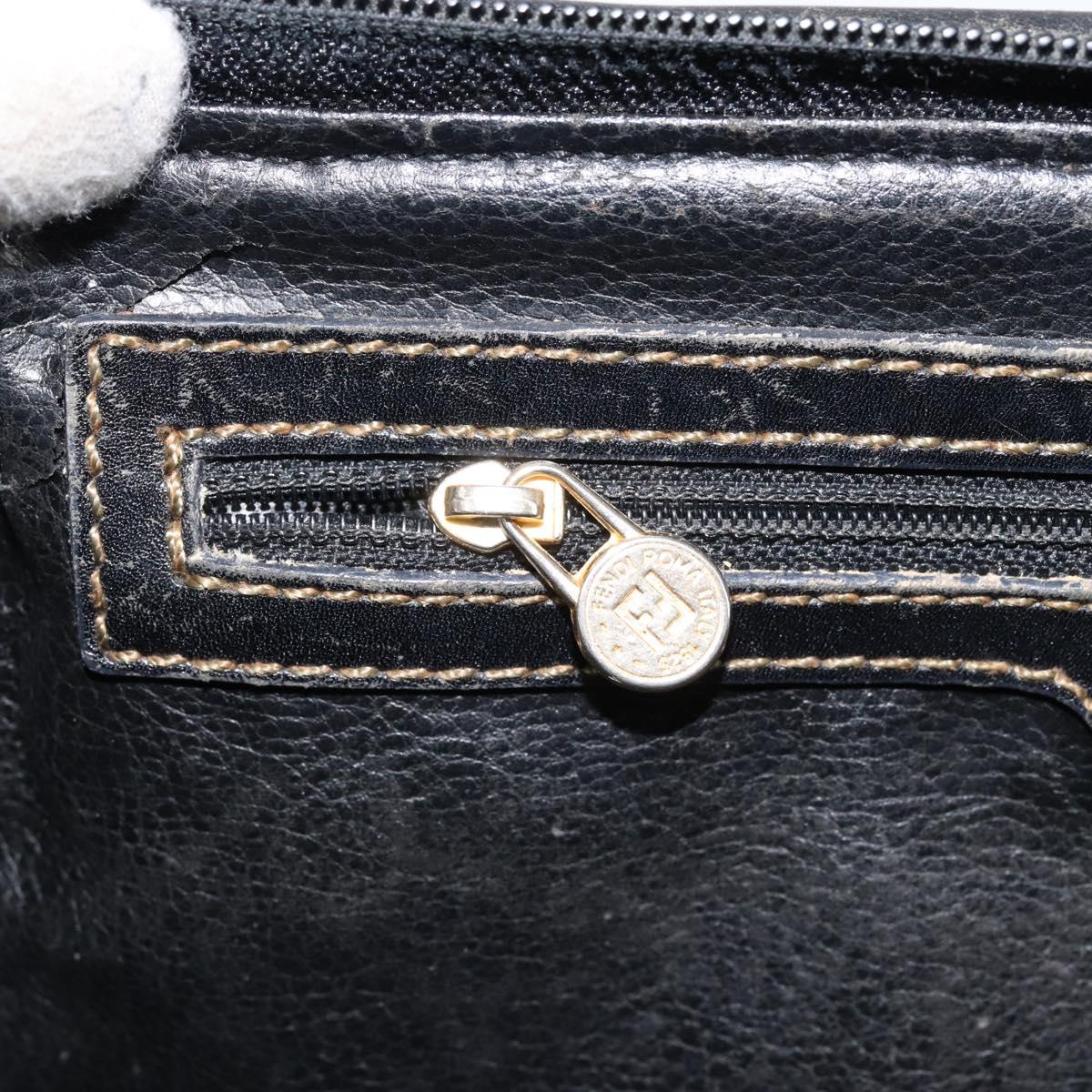 FENDI Zucca Canvas Hand Bag Black Brown Auth 153055