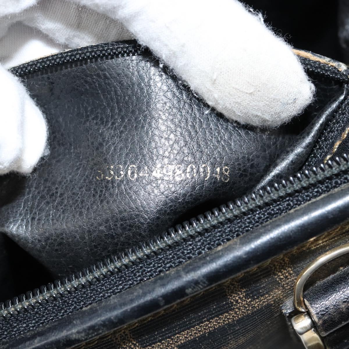 FENDI Zucca Canvas Hand Bag Black Brown Auth 153055