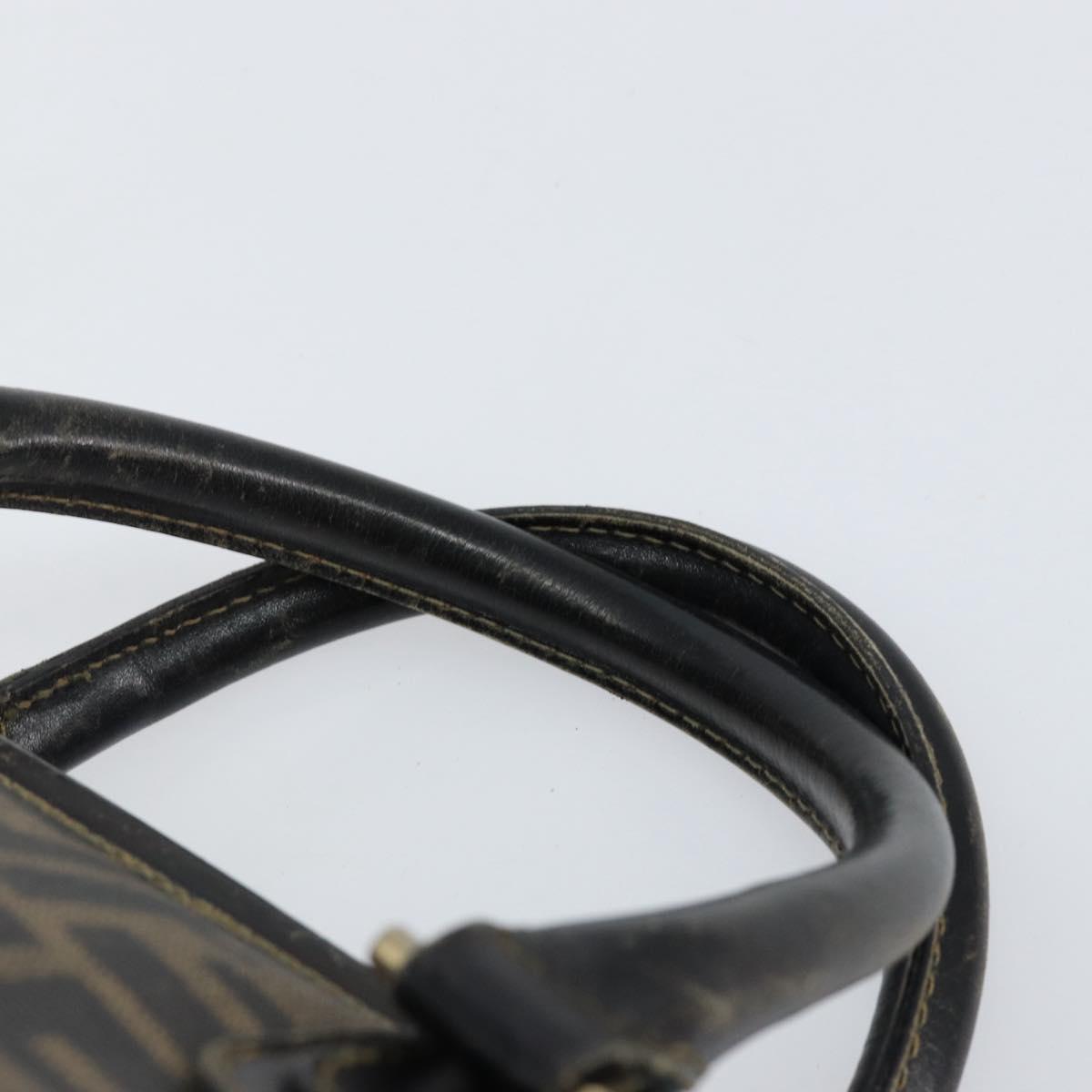 FENDI Zucca Canvas Hand Bag Black Brown Auth 153055