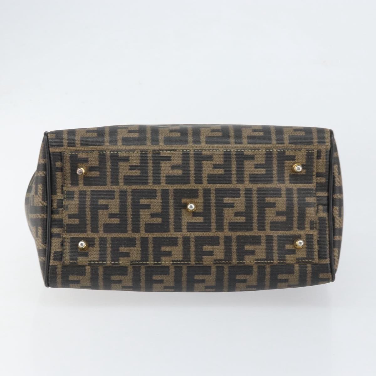 FENDI Zucca Canvas Hand Bag Black Brown Auth 153055