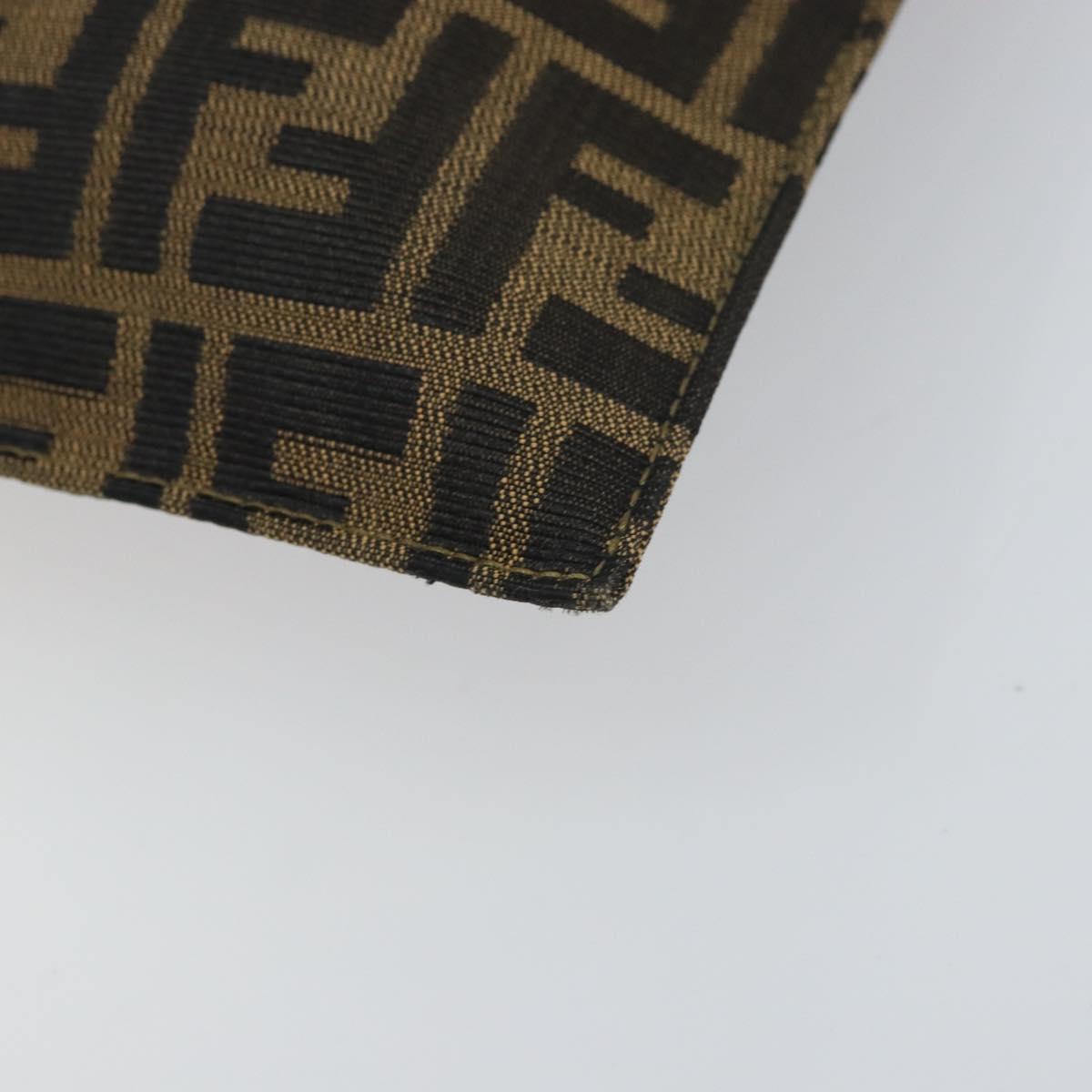 FENDI Zucca Canvas Shoulder Bag Black Brown gold Auth 153056