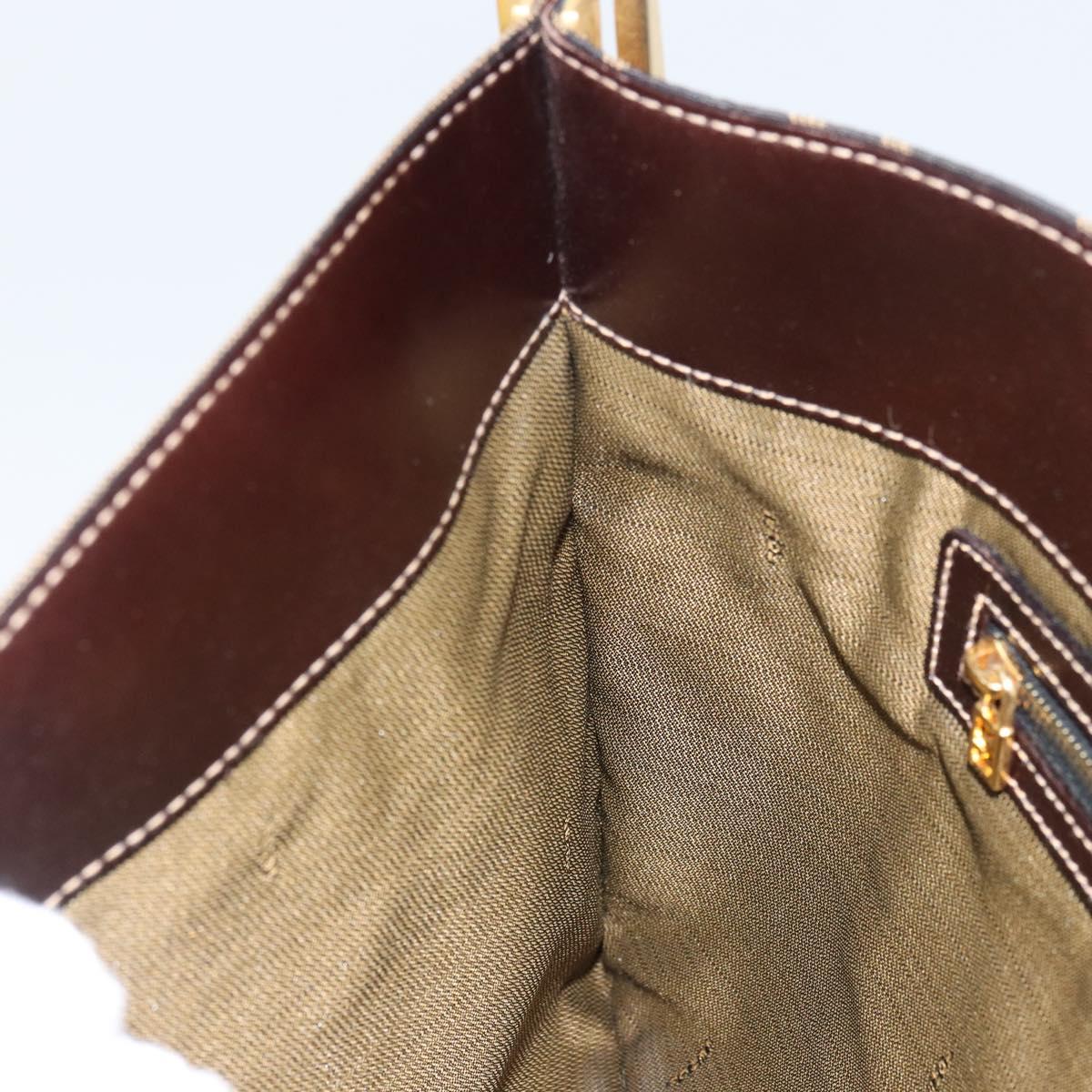 FENDI Zucca Canvas Shoulder Bag Black Brown gold Auth 153056