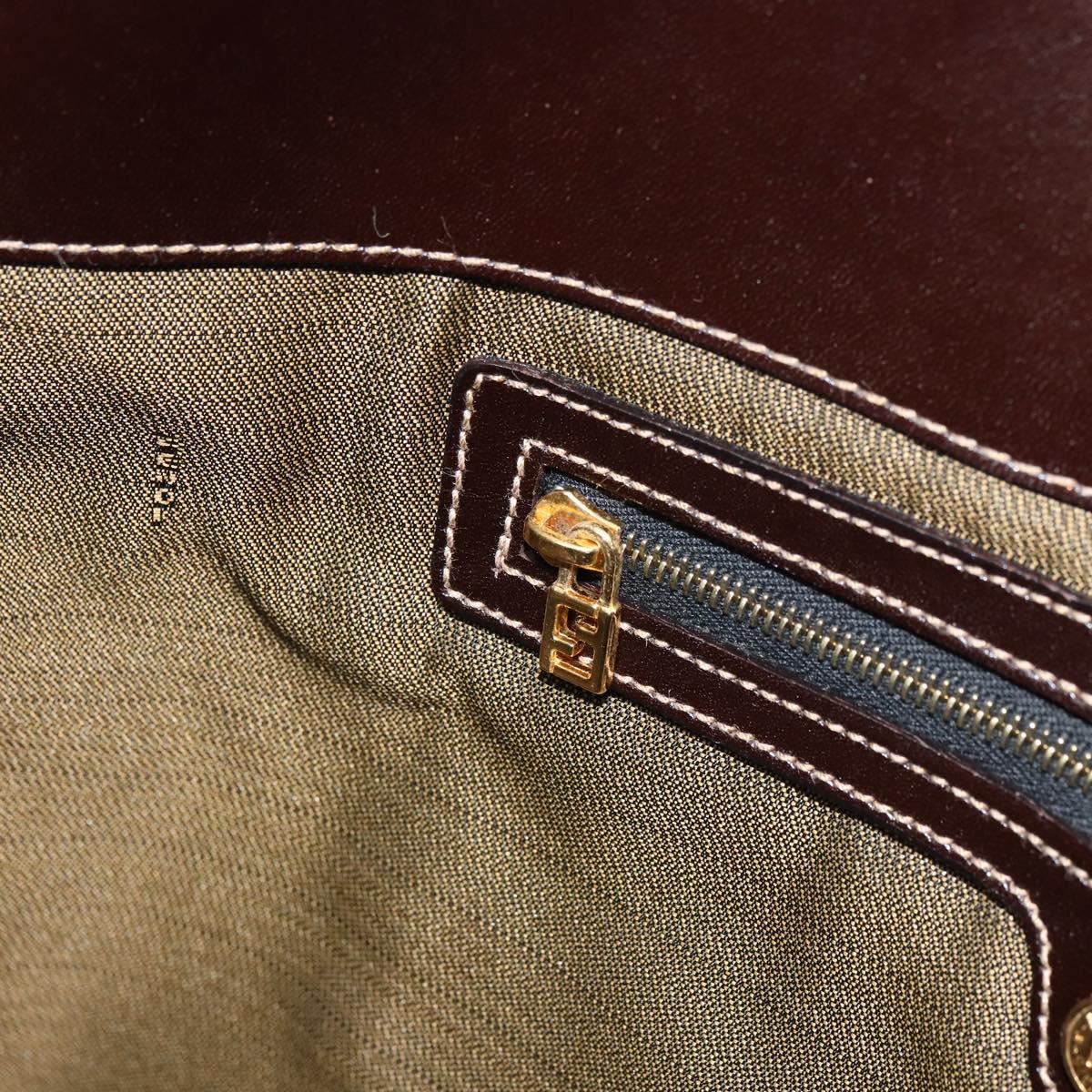 FENDI Zucca Canvas Shoulder Bag Black Brown gold Auth 153056