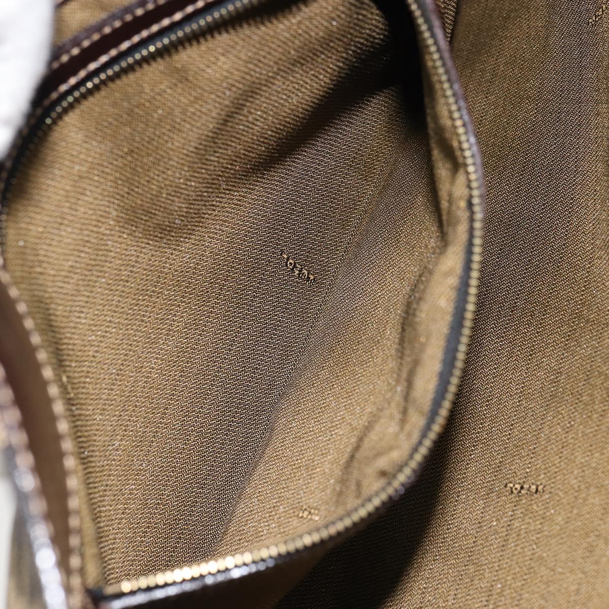 FENDI Zucca Canvas Shoulder Bag Black Brown gold Auth 153056