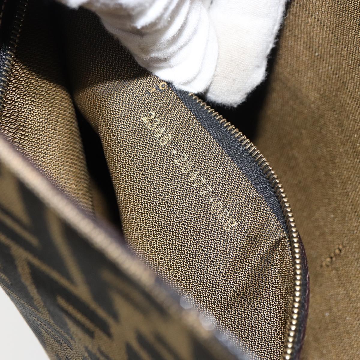 FENDI Zucca Canvas Shoulder Bag Black Brown gold Auth 153056