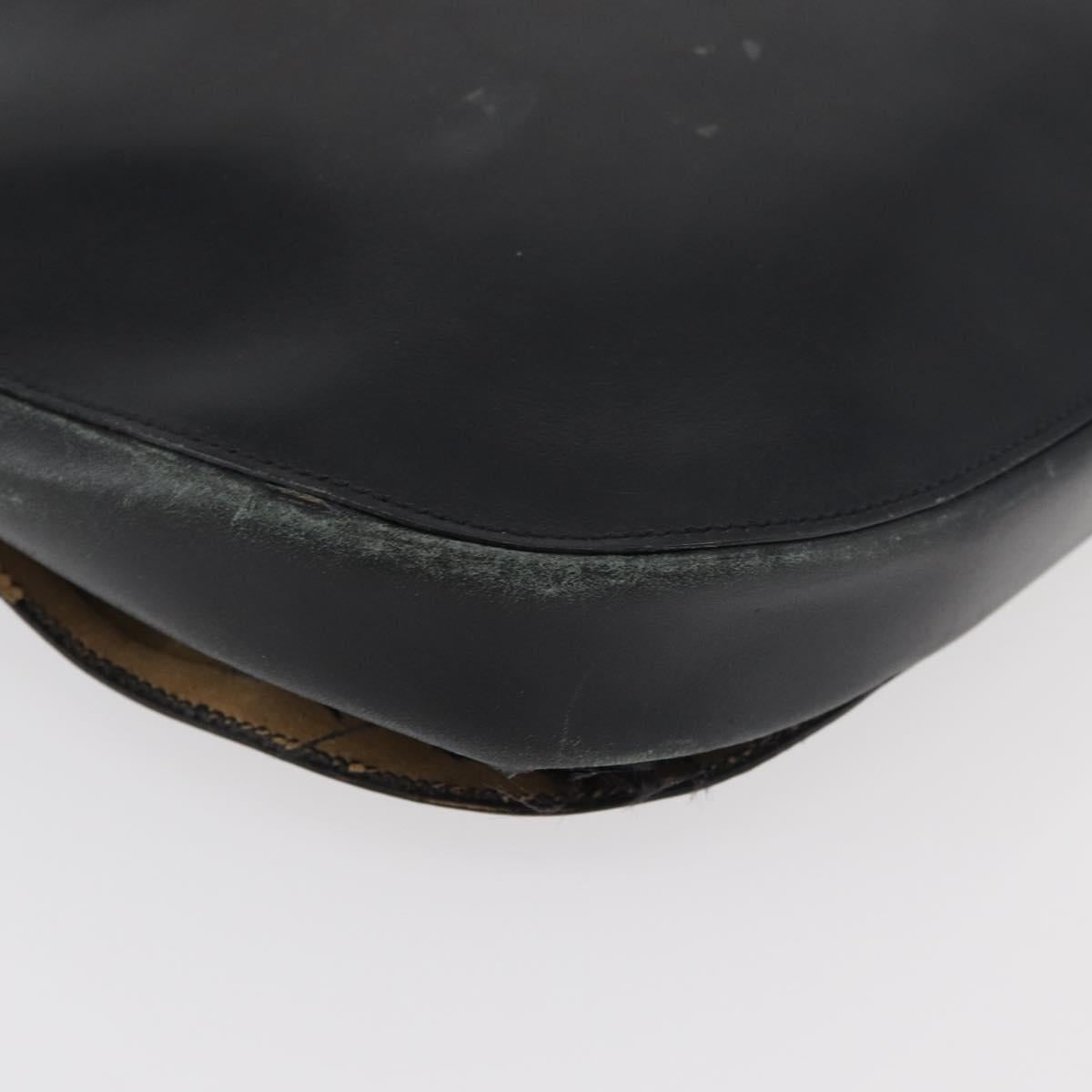 PRADA Shoulder Bag Leather Black Silver Auth 153057