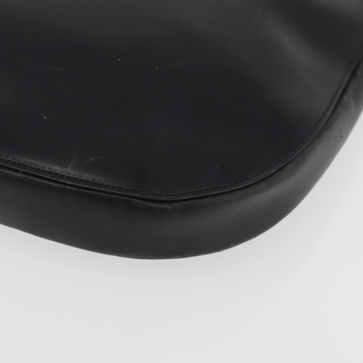 PRADA Shoulder Bag Leather Black Silver Auth 153057