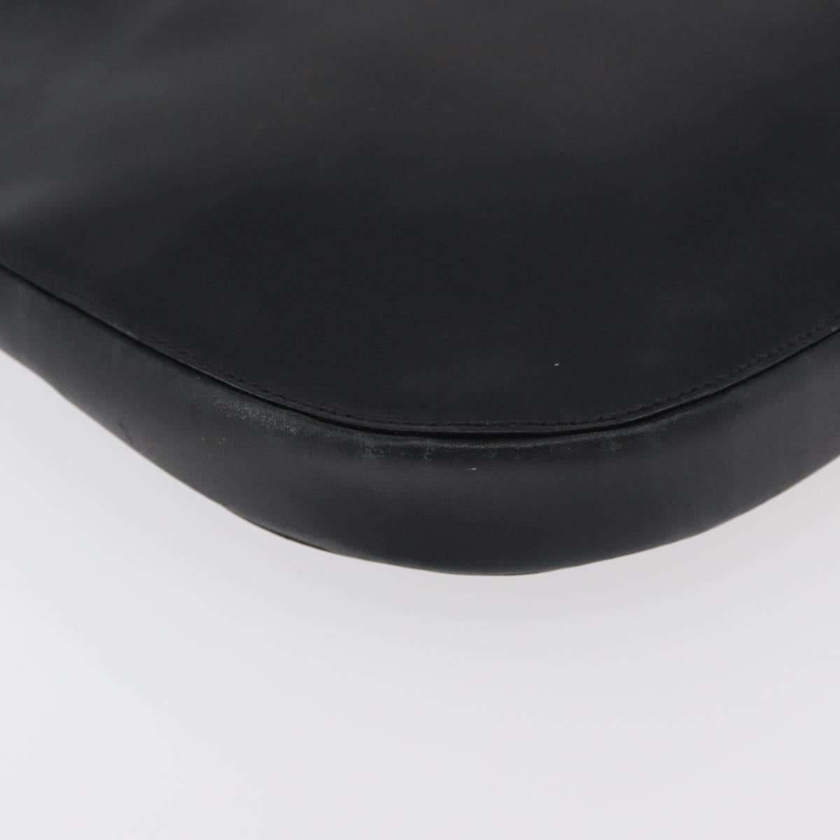 PRADA Shoulder Bag Leather Black Silver Auth 153057