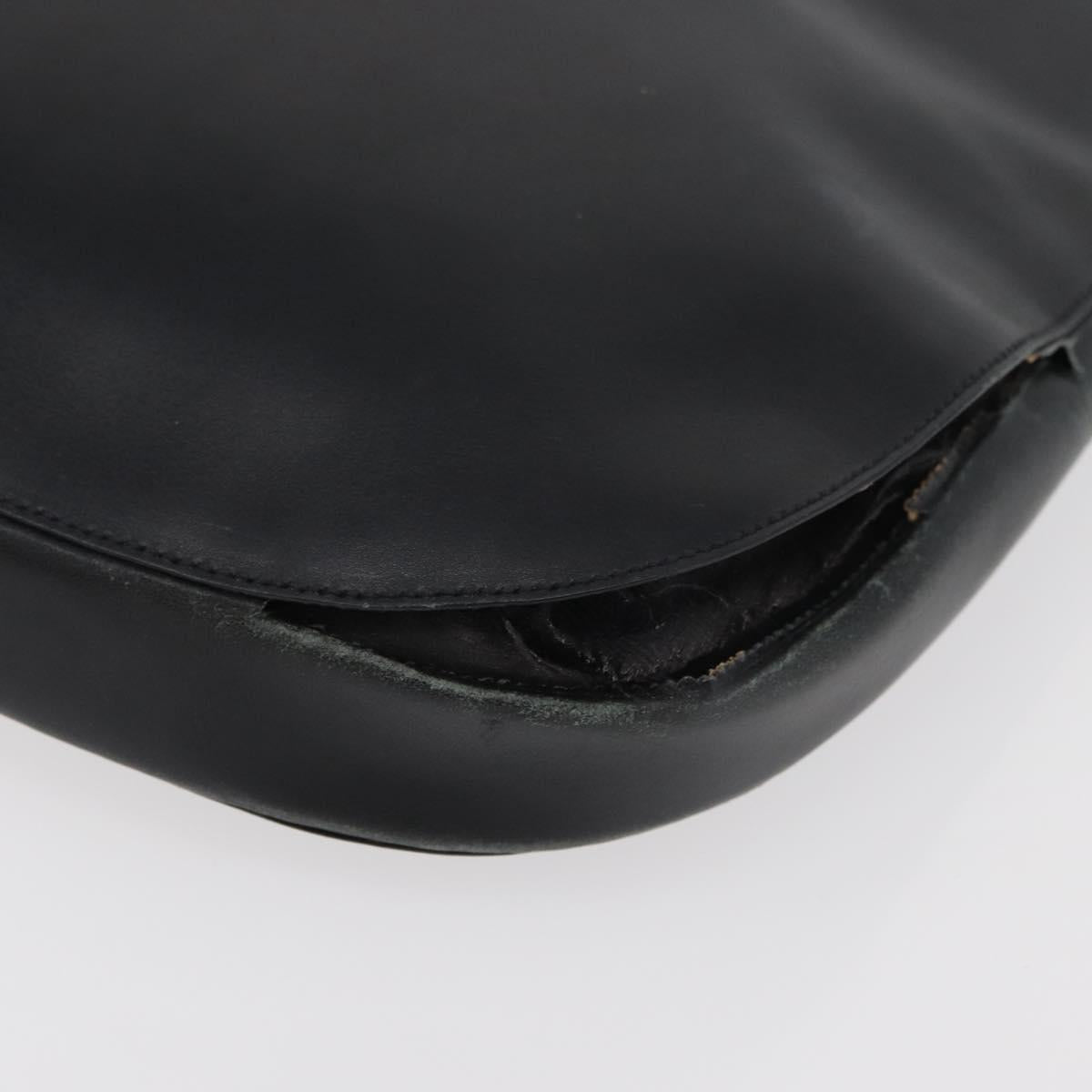 PRADA Shoulder Bag Leather Black Silver Auth 153057