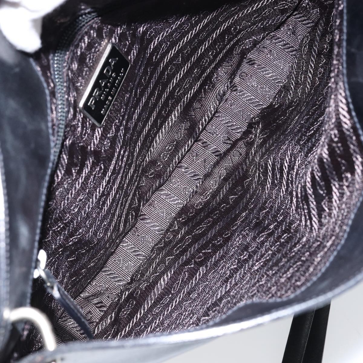 PRADA Shoulder Bag Leather Black Silver Auth 153057