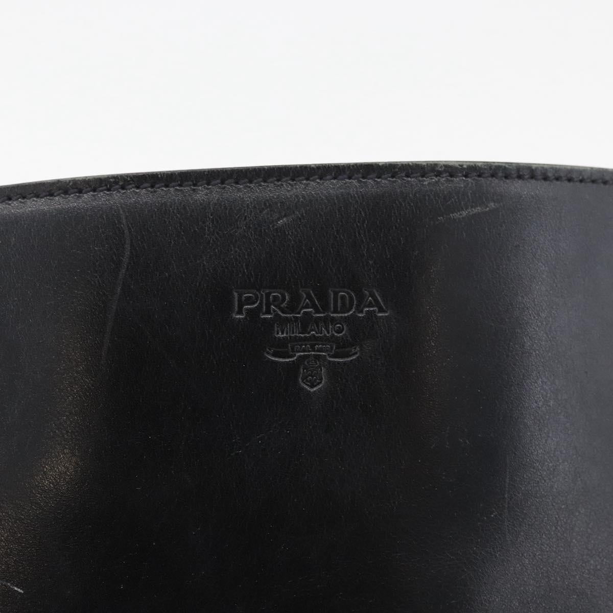 PRADA Shoulder Bag Leather Black Silver Auth 153057