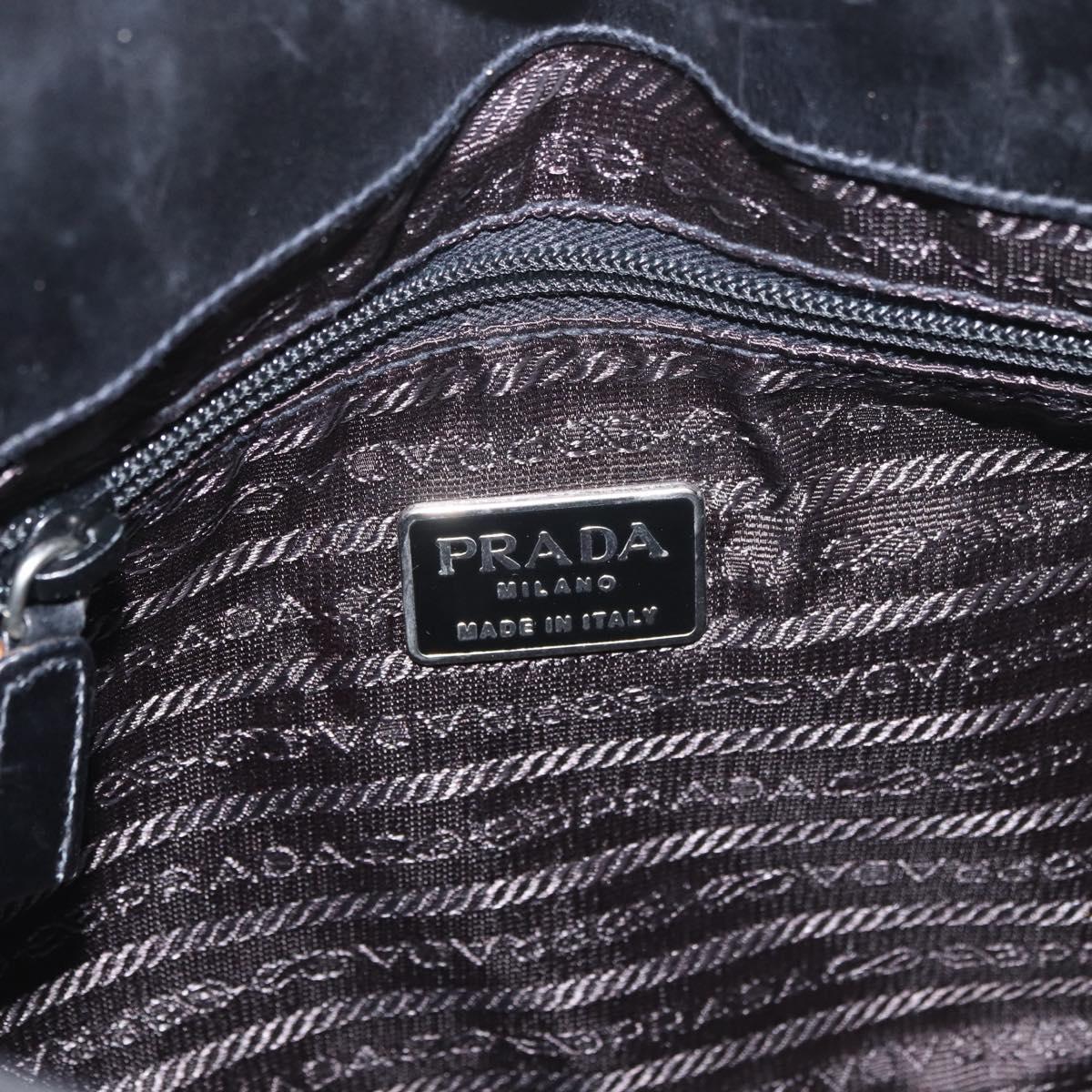 PRADA Shoulder Bag Leather Black Silver Auth 153057