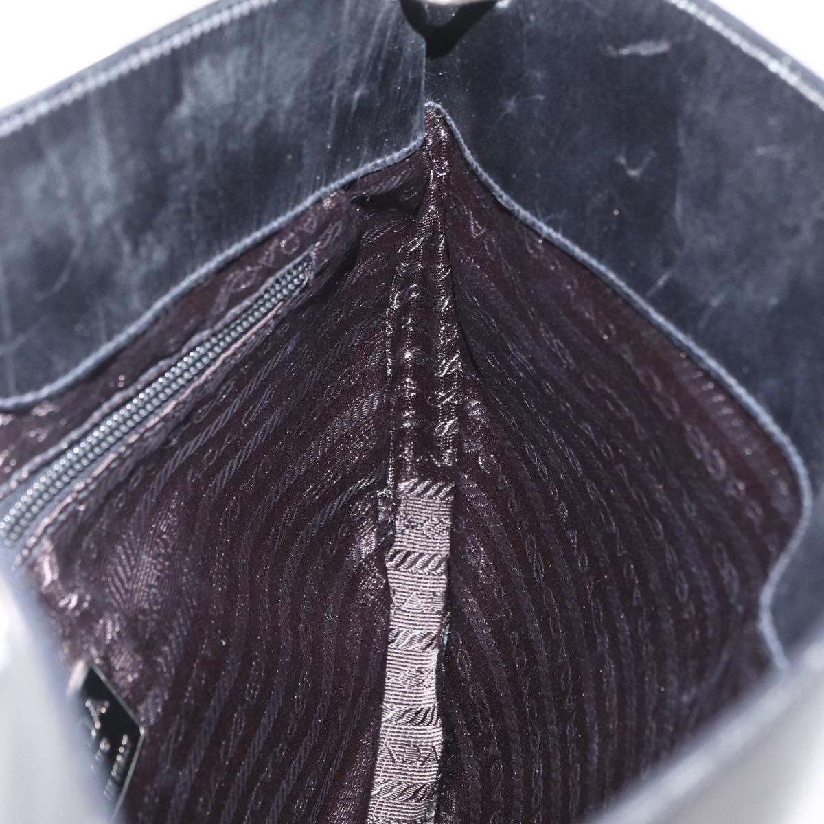 PRADA Shoulder Bag Leather Black Silver Auth 153057